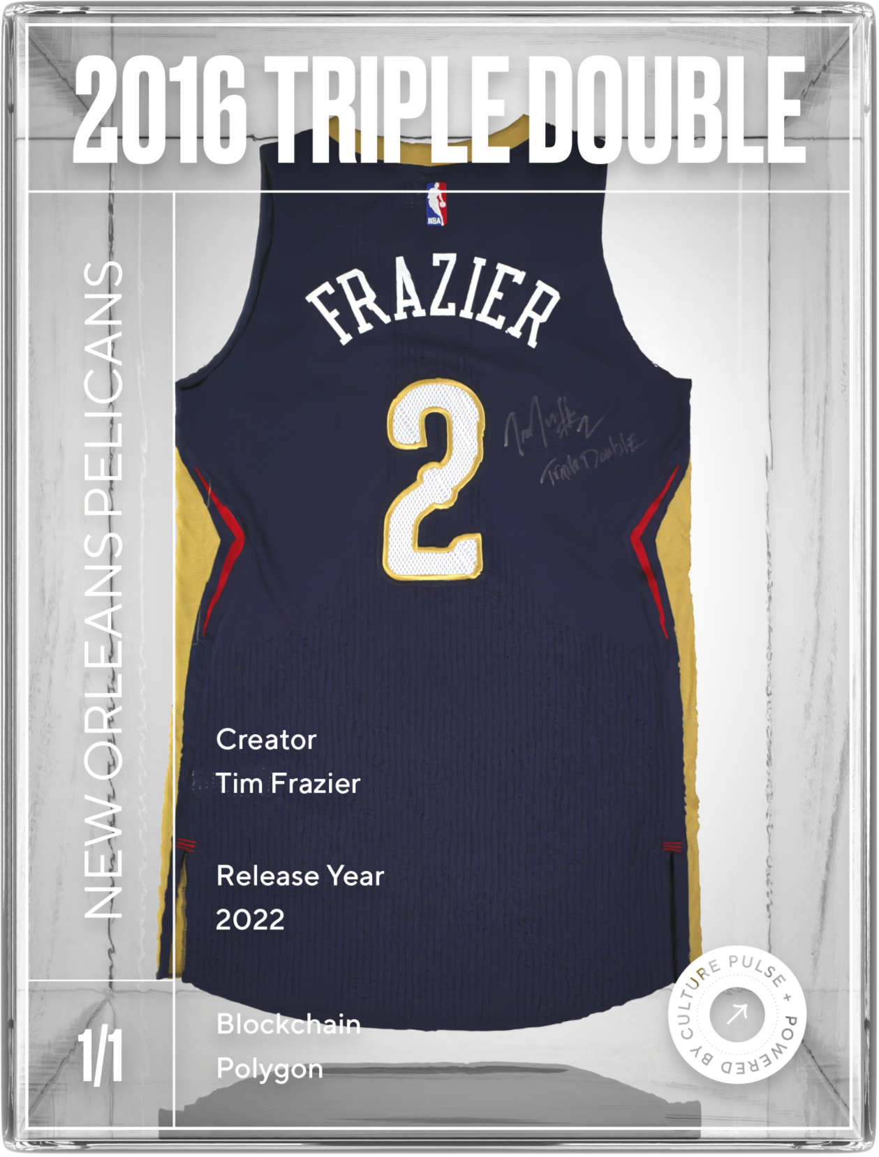 Tim Frazier New Orleans Pelicans Autographed 2016 Game Worn "Triple Double" NBA Jersey